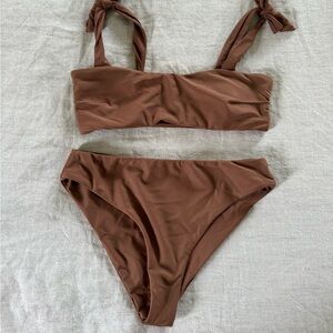 Two piece brown high waisted swimsuit - S